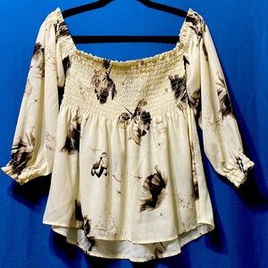Express used off the shoulder top with 3/4 sleeves, size XS